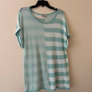 Democracy Mint and White Striped Blouse